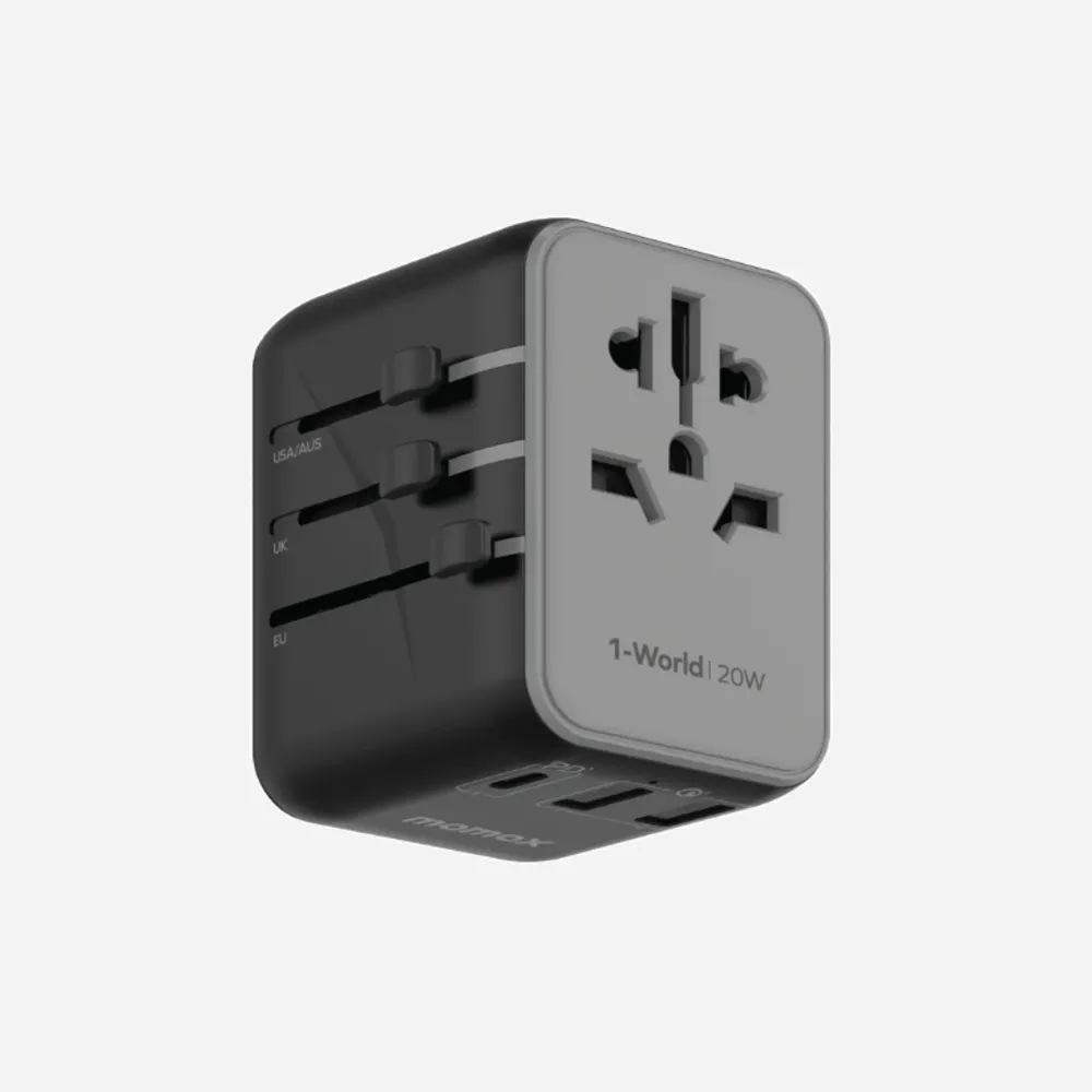 1-World 3-Port Travel Adapter 20W