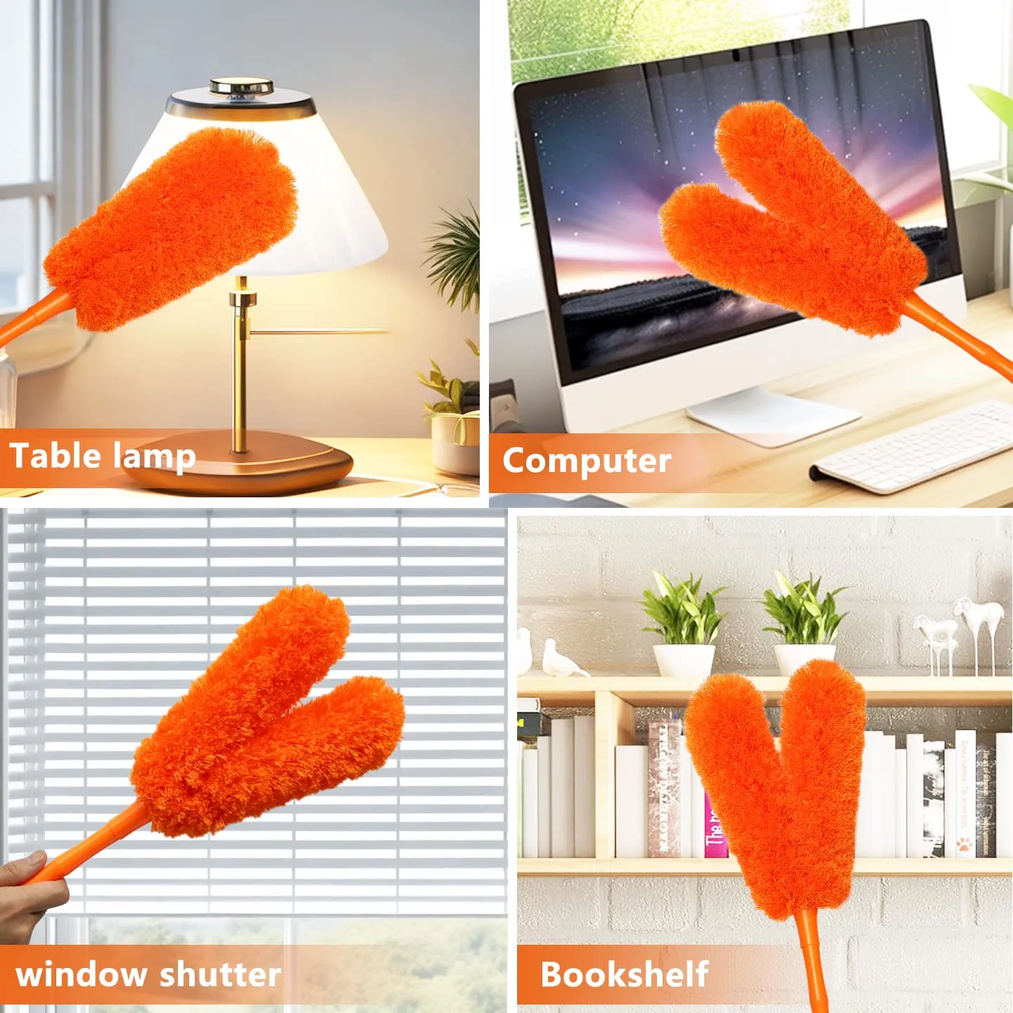 16 inch Microfibre Feather Duster, Big Microfibre Duster Make Home Cleaning More Efficient and Easy, Cleaning Tool for Office, Fan, Car, Computer,Furniture, Sofa, Railing (Orange)