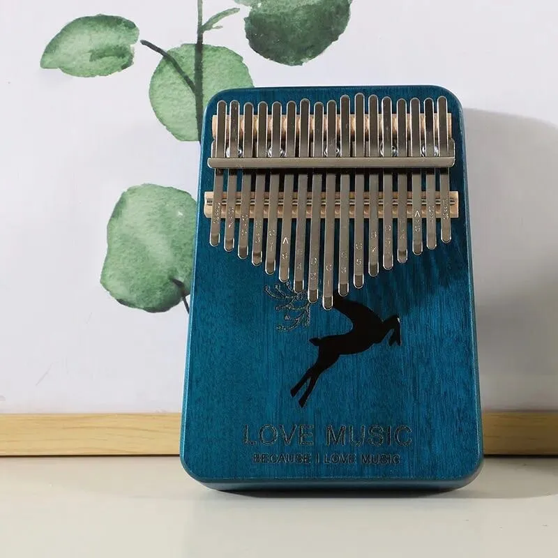 17 Key Kalimba Thumb Piano High Quality Blue Solid Wood Portable Keyboard Instrument Mahogany  African Kalimba Finger Piano