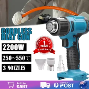 2000W Cordless Heat Gun w/ 3 Nozzles, 300-580°C for Makita