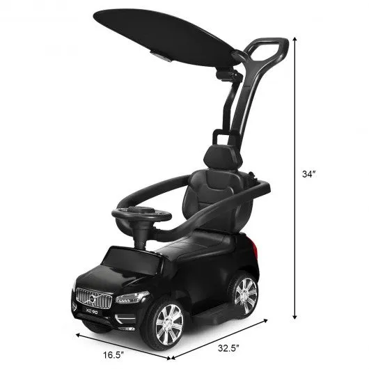 3 in 1 Kids Ride On Push Car Stroller-Black