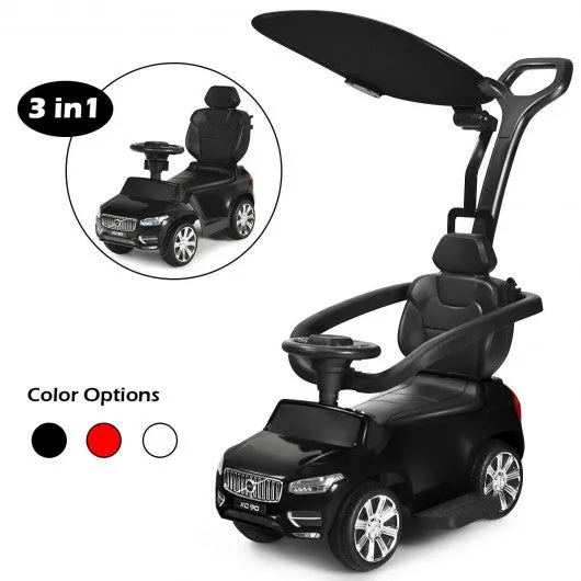 3 in 1 Kids Ride On Push Car Stroller-Black