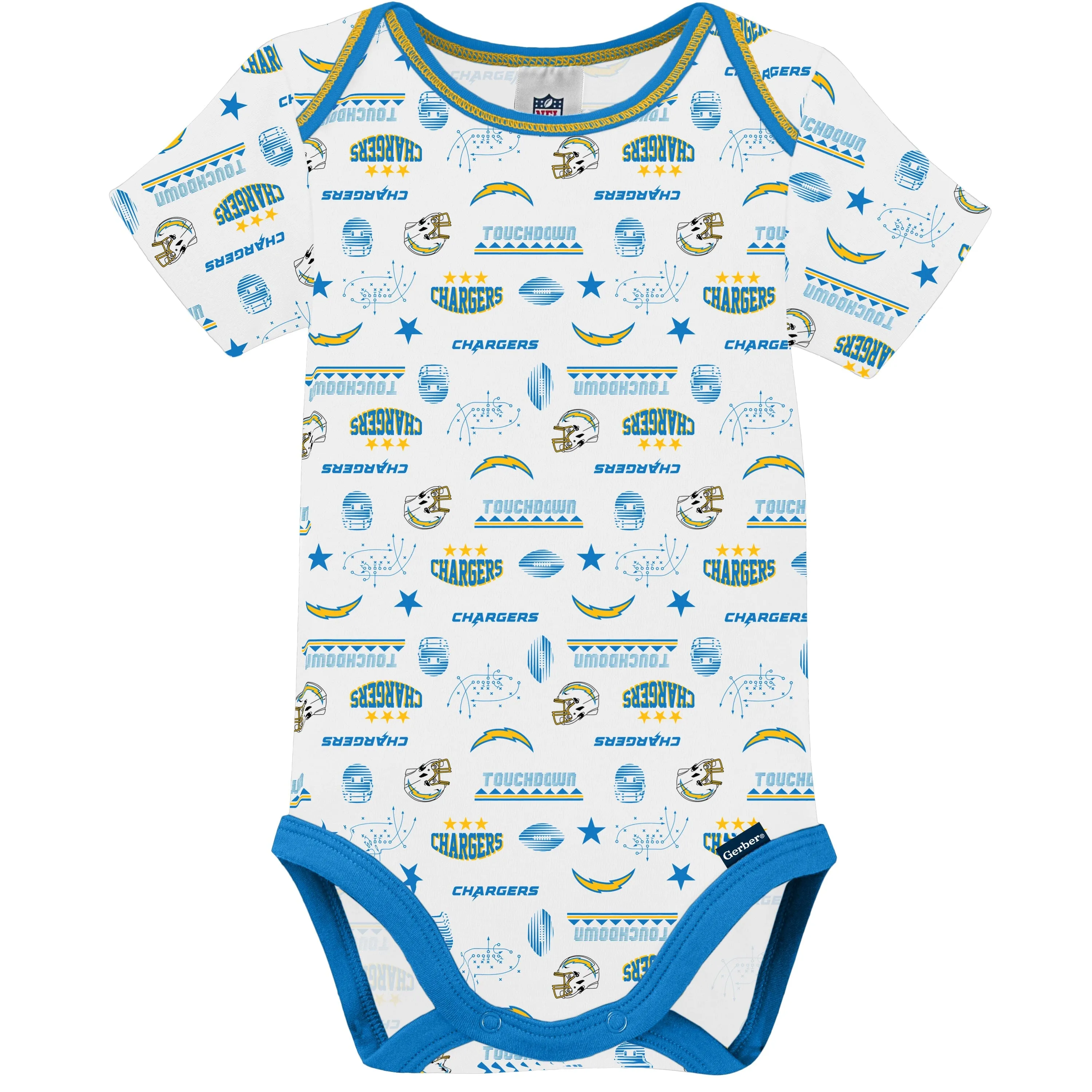 3-Pack Baby Boys Chargers Short Sleeve Bodysuits