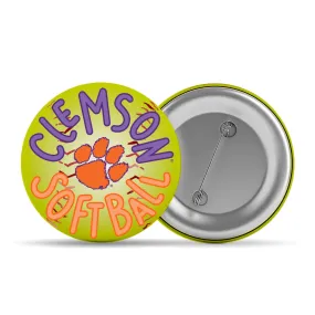 3" Clemson Softball Button