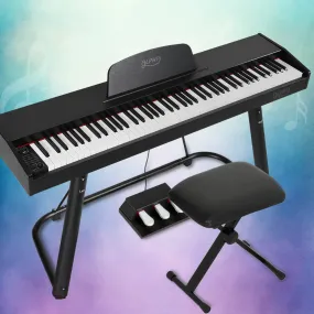 88-Key Weighted Electronic Piano Keyboard w/Stand, Stool - Alpha