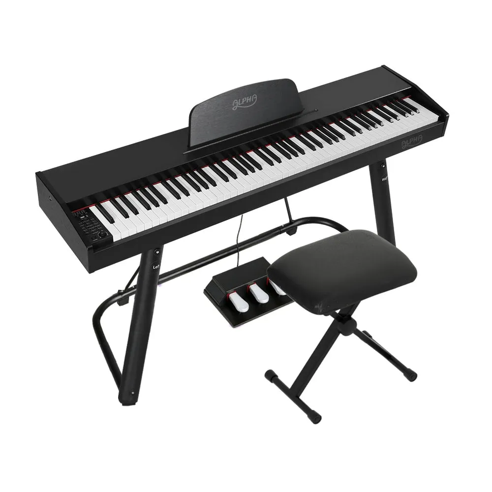 88-Key Weighted Electronic Piano Keyboard w/Stand, Stool - Alpha