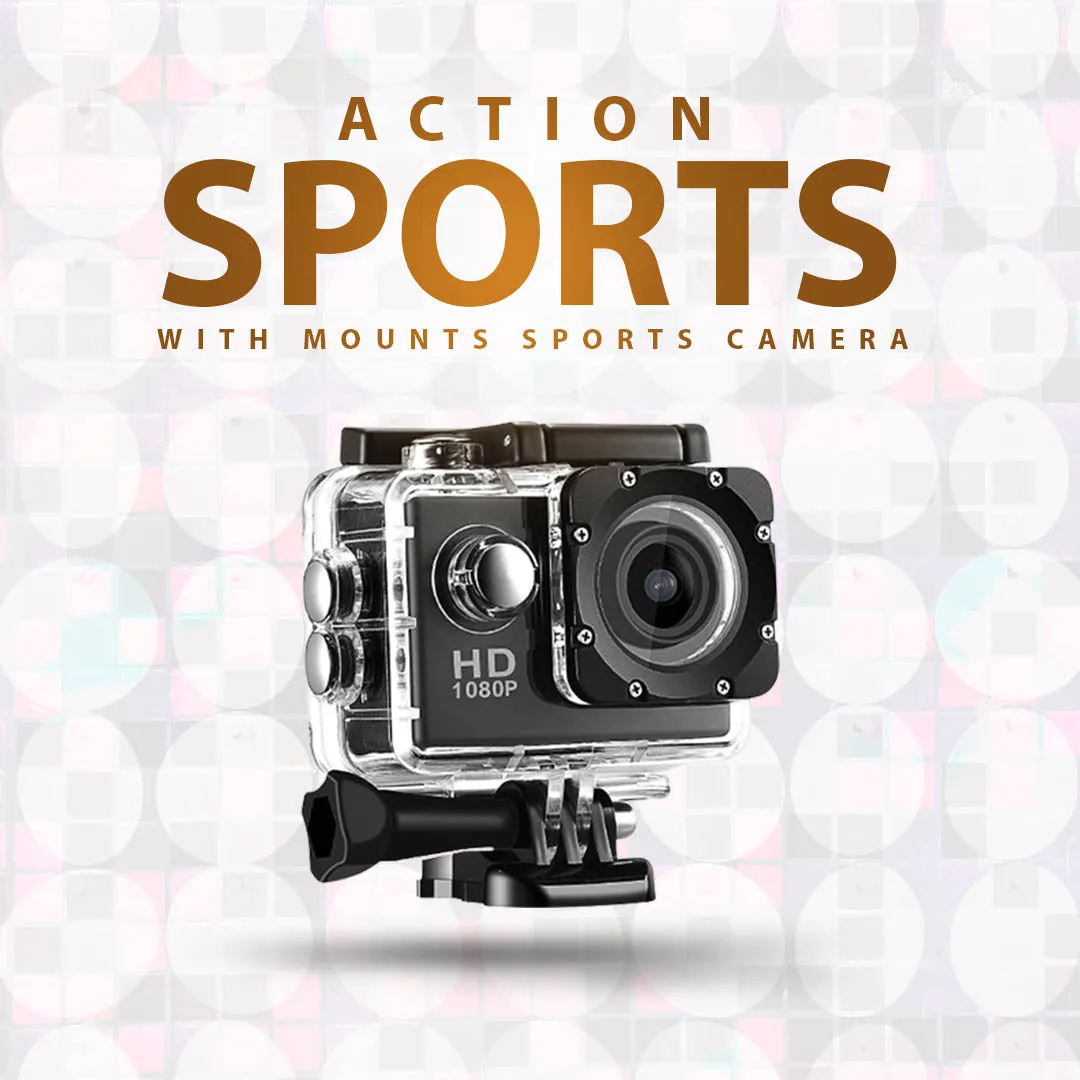 Action Sports Camera With Mounts Without Wifi