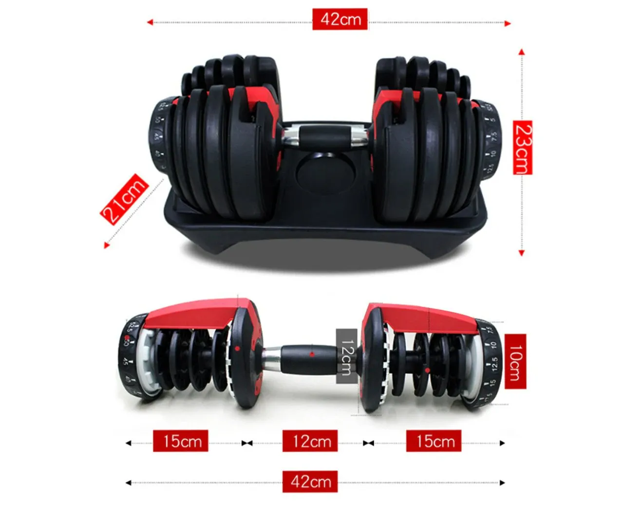 Adjustable Dumbbell Set - 24kg Selective Dumbbells with Fast Automatic Adjustment Physical Exercise