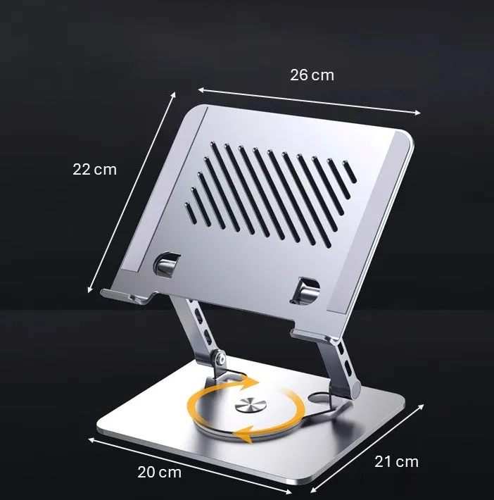 Adjustable Laptop Stand Modern | Strong For Desk With 360°Rotating Base, Ergonomic Laptop Riser For Collaborative Work, Portable Foldable Computer Stand Fits For-MacBook, Pro/Air Laptops 0086 S-Silver