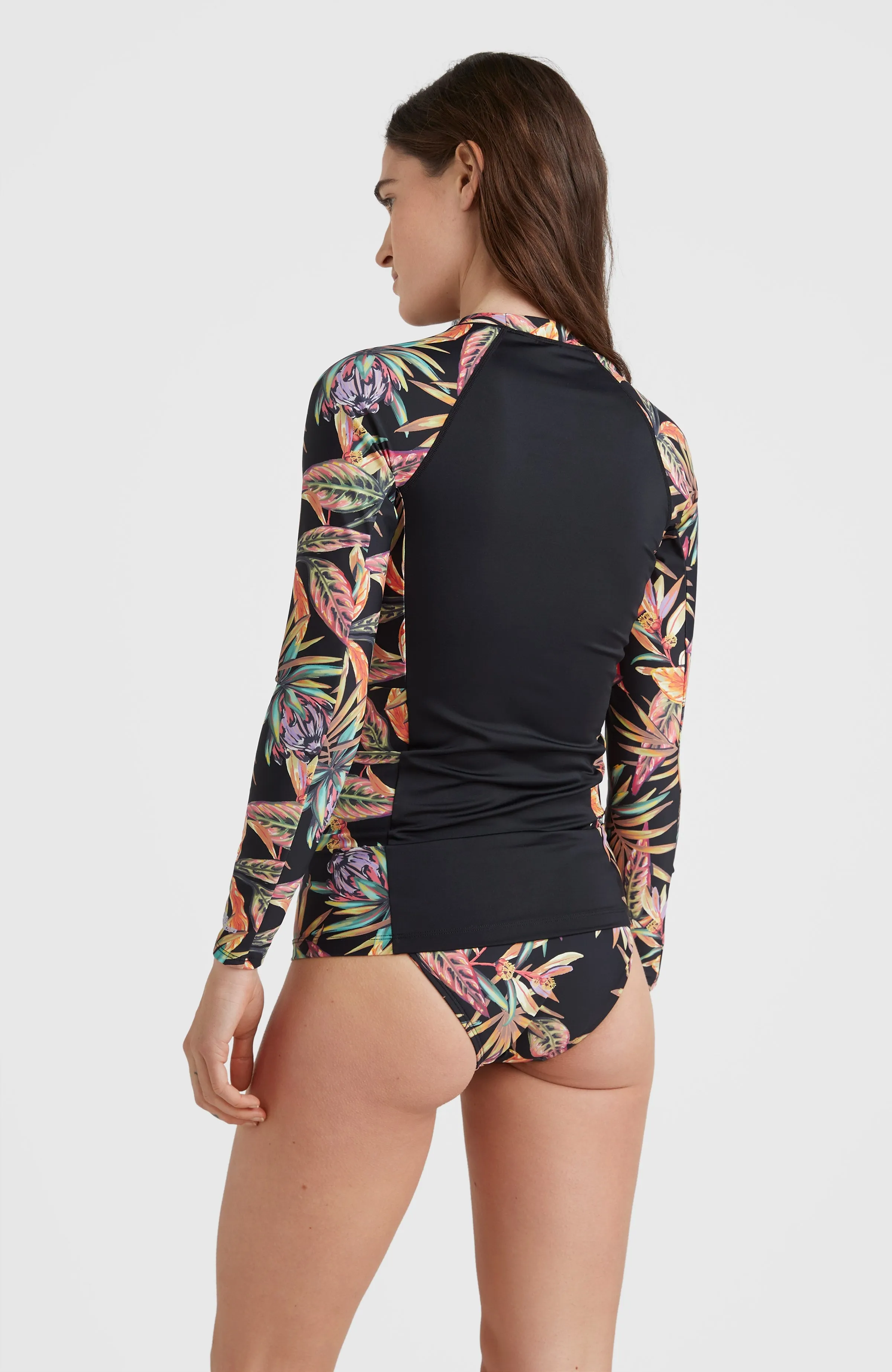 Anglet Longsleeve UPF 50  Sun Shirt Skin | Black Tropical Flower