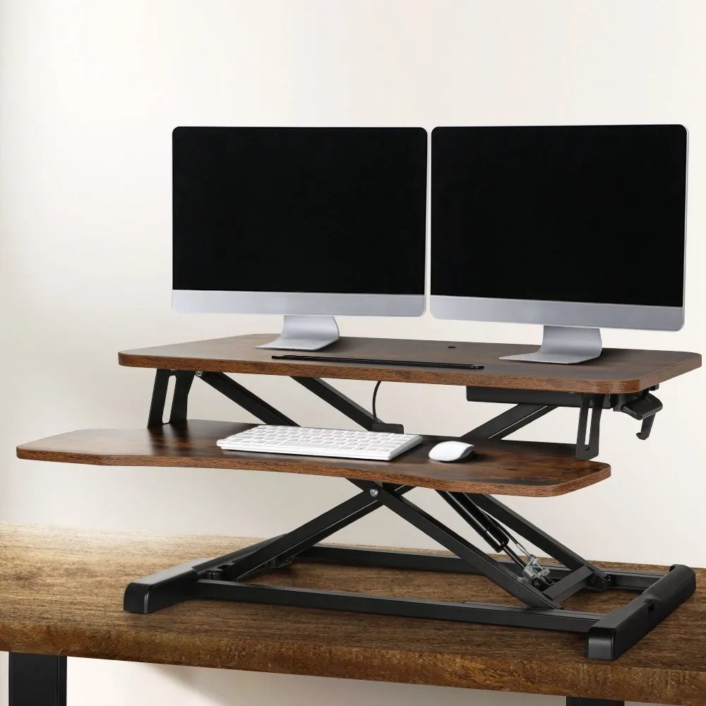 Artiss Standing Desk Riser Height Adjustable Rustic Brown 80cm