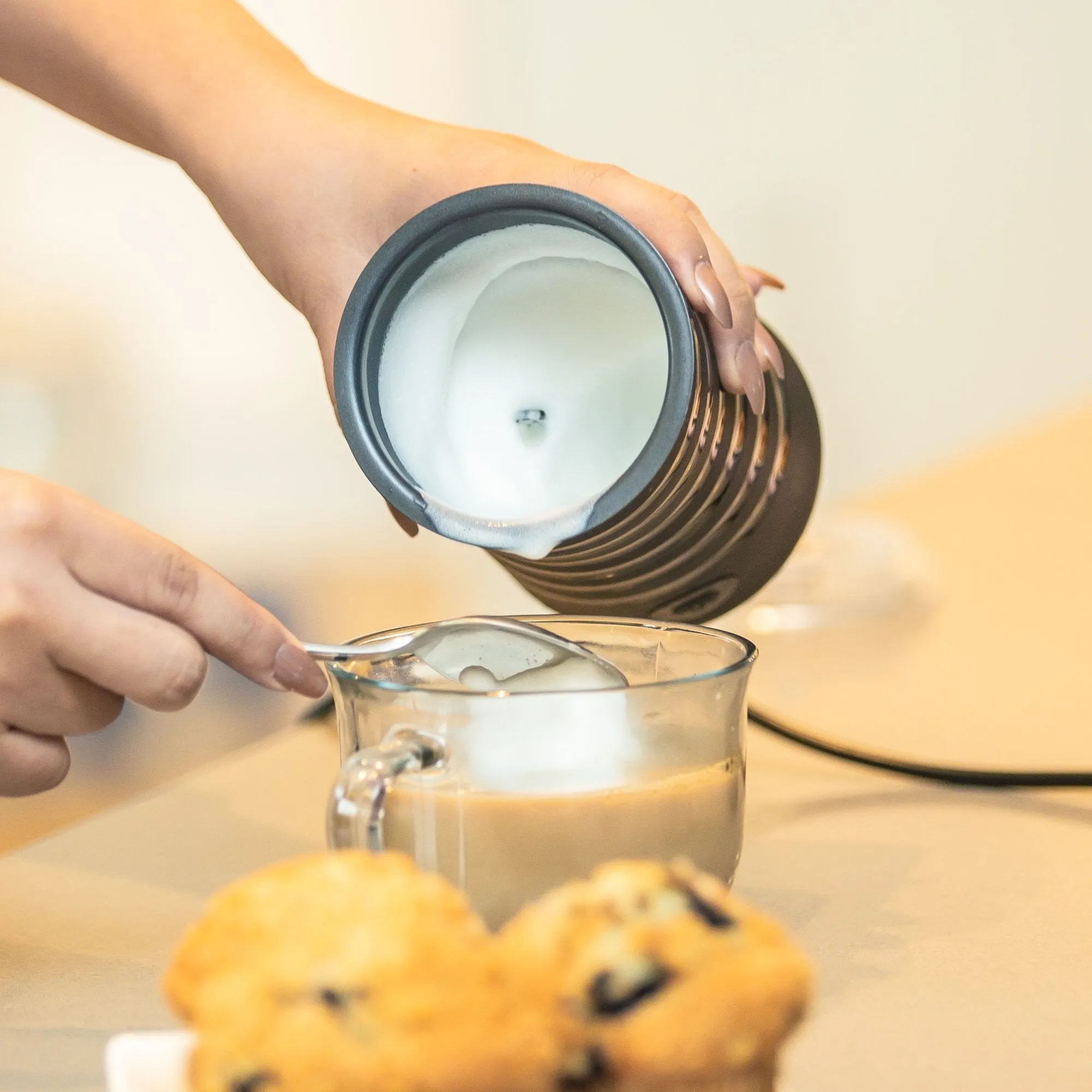 Automatic Electric Milk Frother Steamer w/ Texture Control