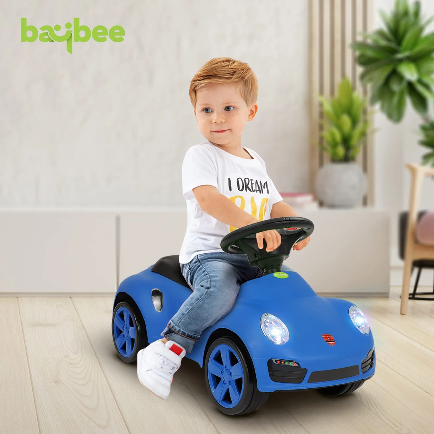 Baybee Bolt Push Ride on Car for Kids, Baby Rideons Car with Music, Light & Comfort Seat | Push Baby Cars Toys for Kids Toddlers | Kids Car Ride on for Kids to Drive 1 to 3 Years Boys Girls (Blue)