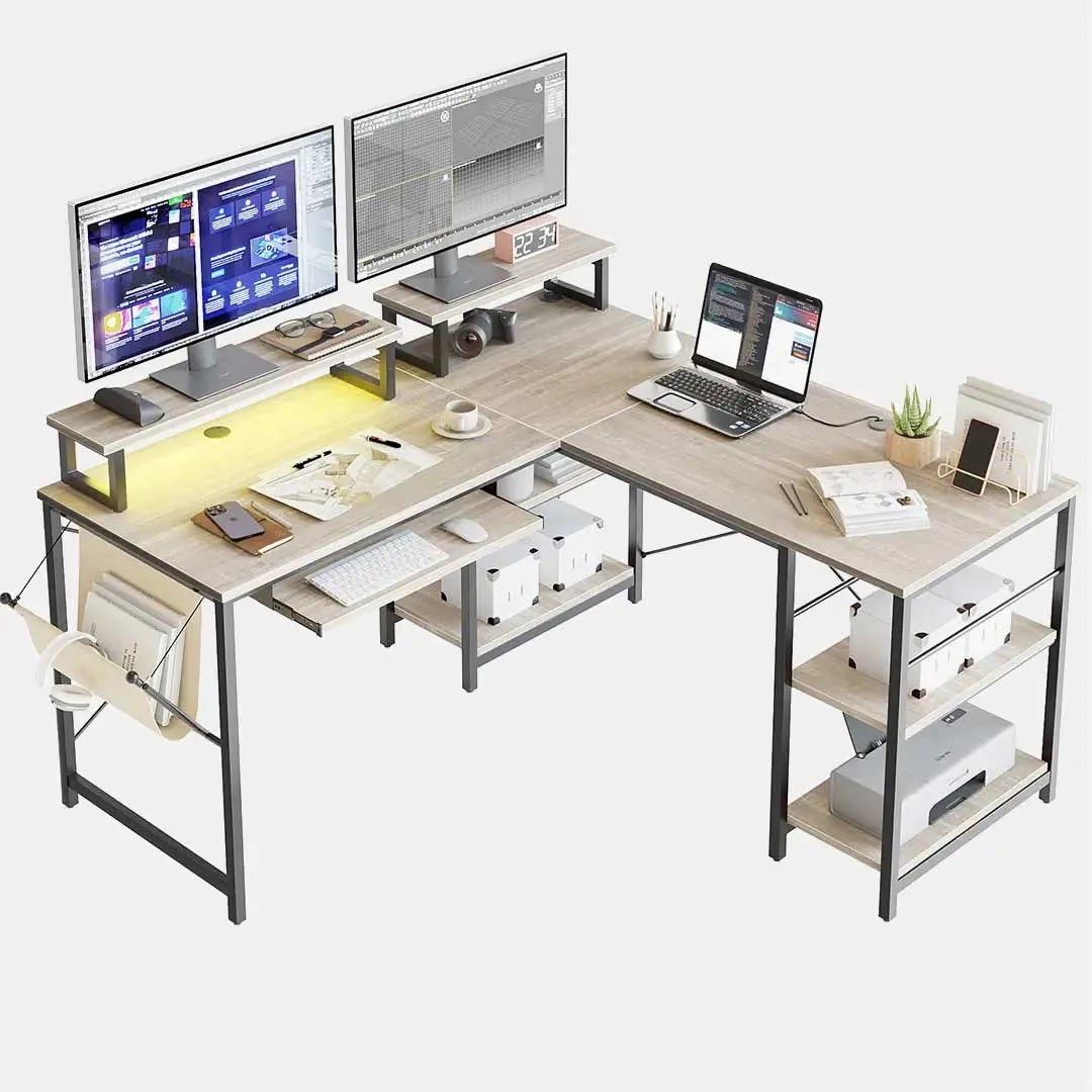 Bestier L Shaped Computer Desk with Keyboard Tray