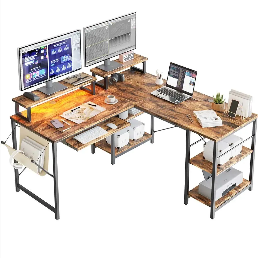 Bestier L Shaped Computer Desk with Keyboard Tray