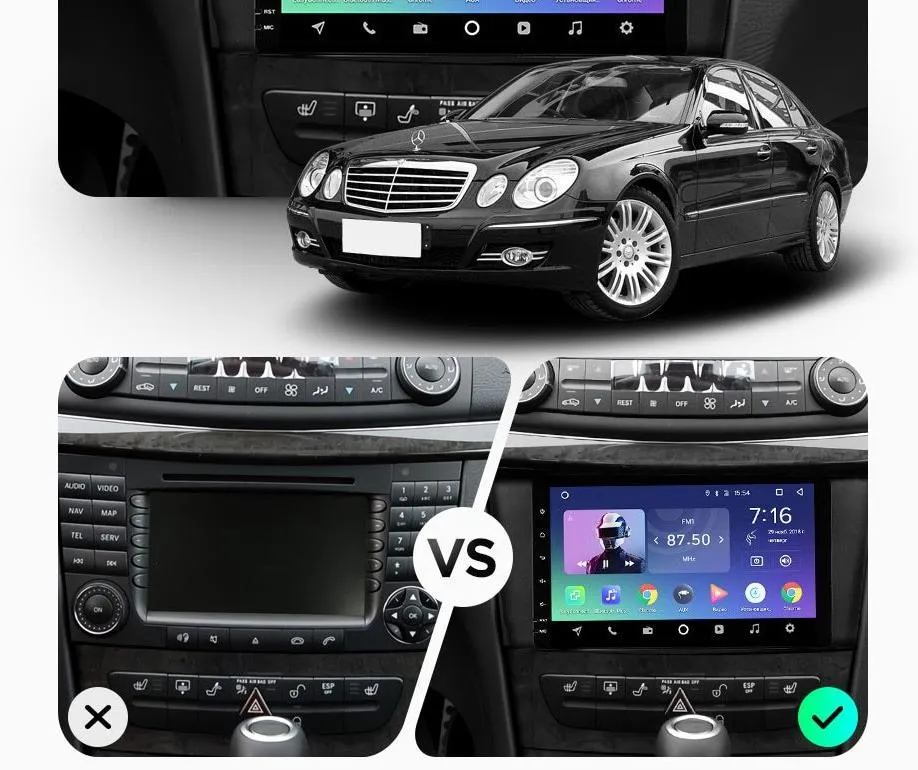 Car Dealz 8" Android 10.0 Mercedes Benz E-Class 2002-2009 w CAM In Dash Plus OEM Fascia