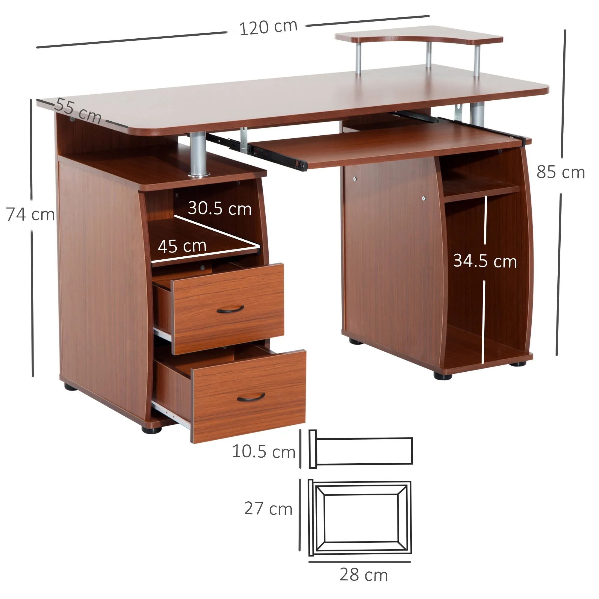 Computer Desk - Walnut