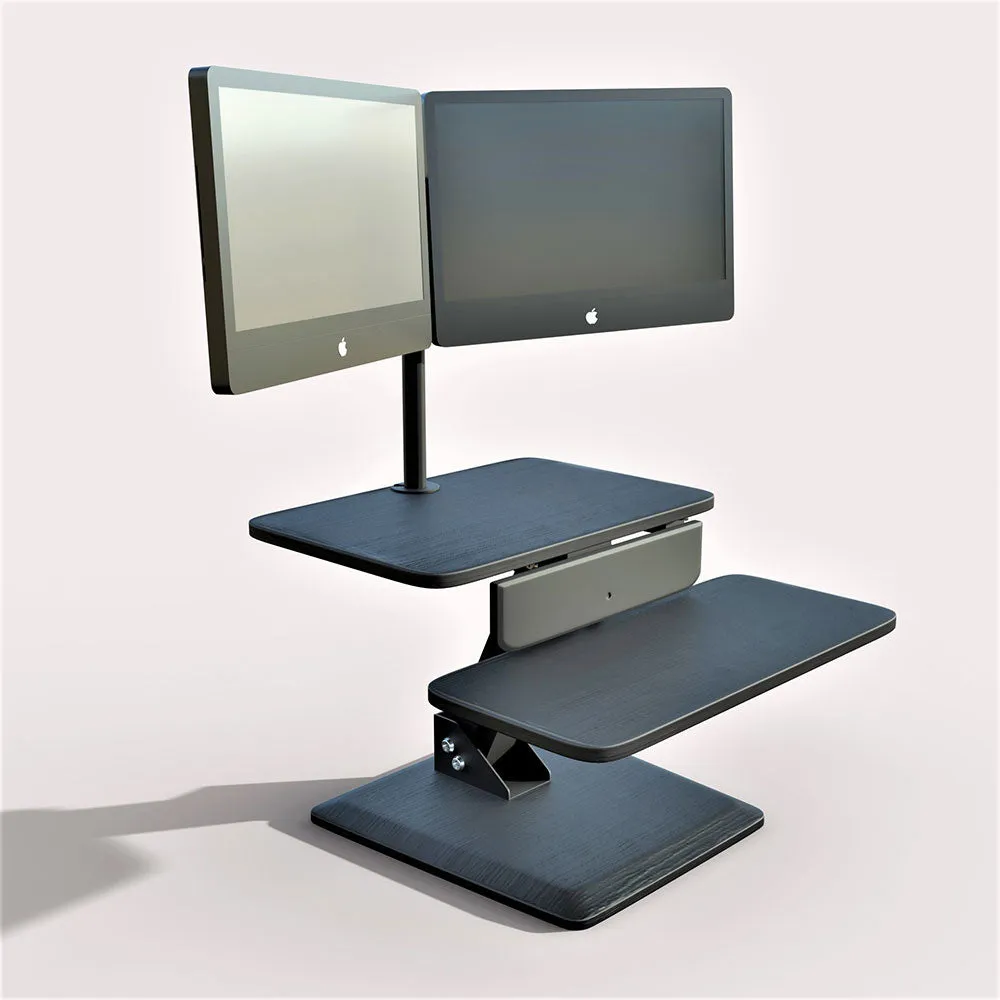 Dual Monitor Sit Stand Workstation Desk Converter with Two monitor arm