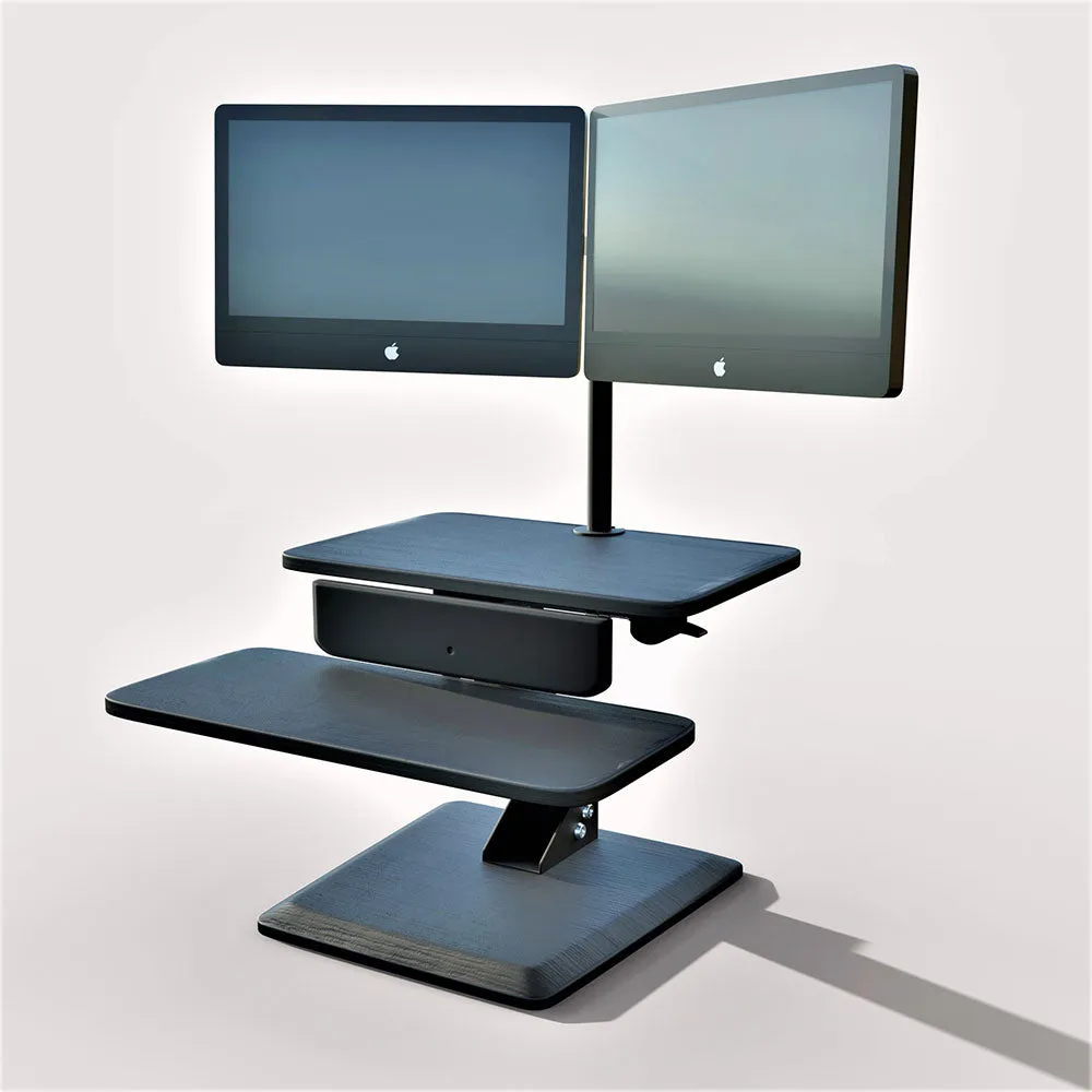 Dual Monitor Sit Stand Workstation Desk Converter with Two monitor arm