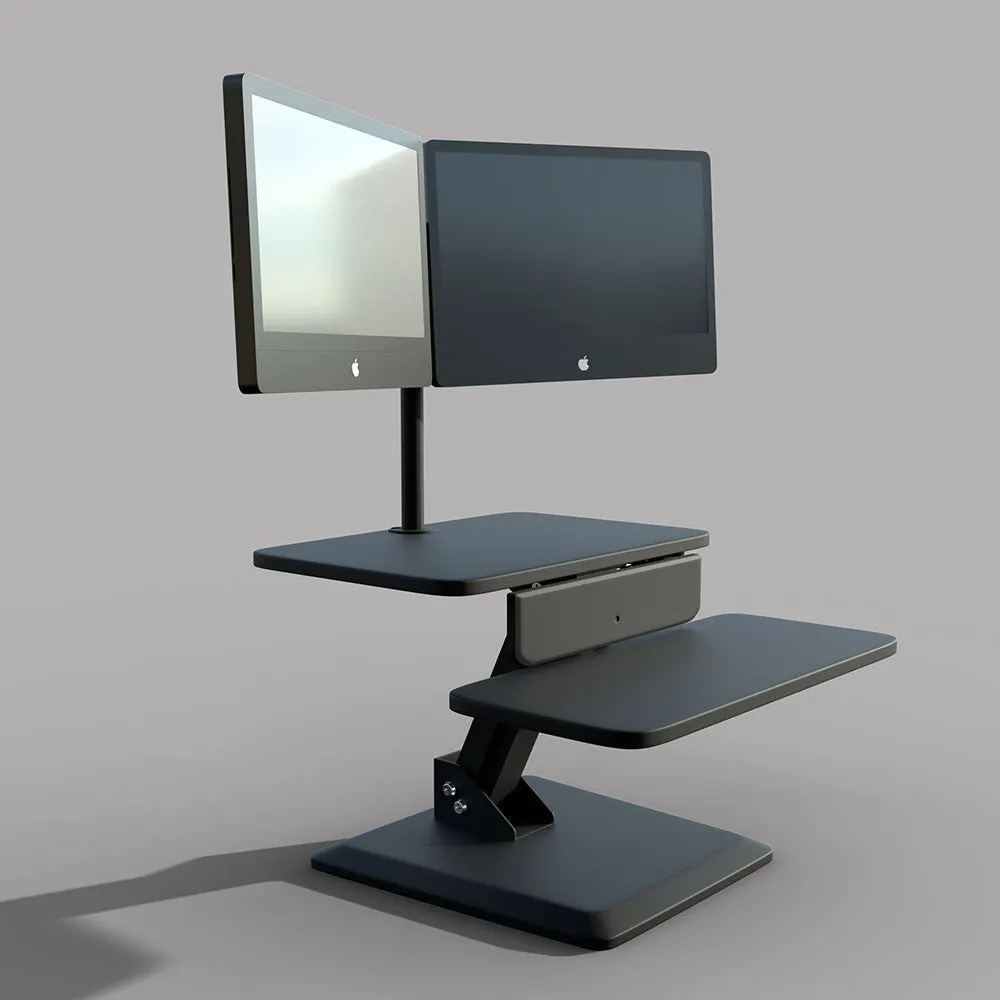 Dual Monitor Sit Stand Workstation Desk Converter with Two monitor arm