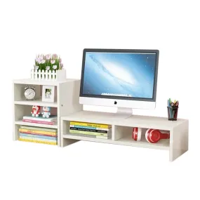 Durable 3-Tier Monitor Riser with Shelves - White