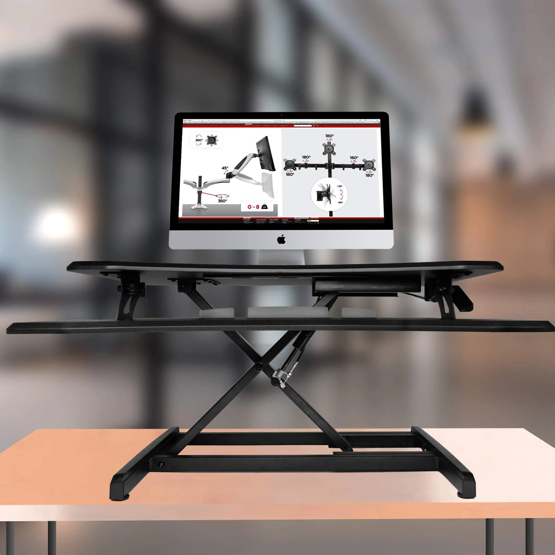 Duronic Sit-Stand Desk DM05D16 | Height Adjustable Office Workstation | 77x50cm Platform | Raises from 12-43cm | Riser for PC Computer Screen, Keyboard, Laptop | Ergonomic Desktop Table Converter