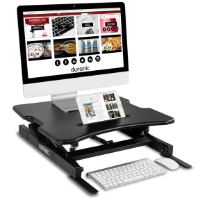 Duronic Sit-Stand Desk DM05D18 | Height Adjustable Office Workstation | 55x53cm Platform | Raises from 15-42cm | Riser for PC Computer Screen, Keyboard, Laptop | Ergonomic Desktop Table Converter