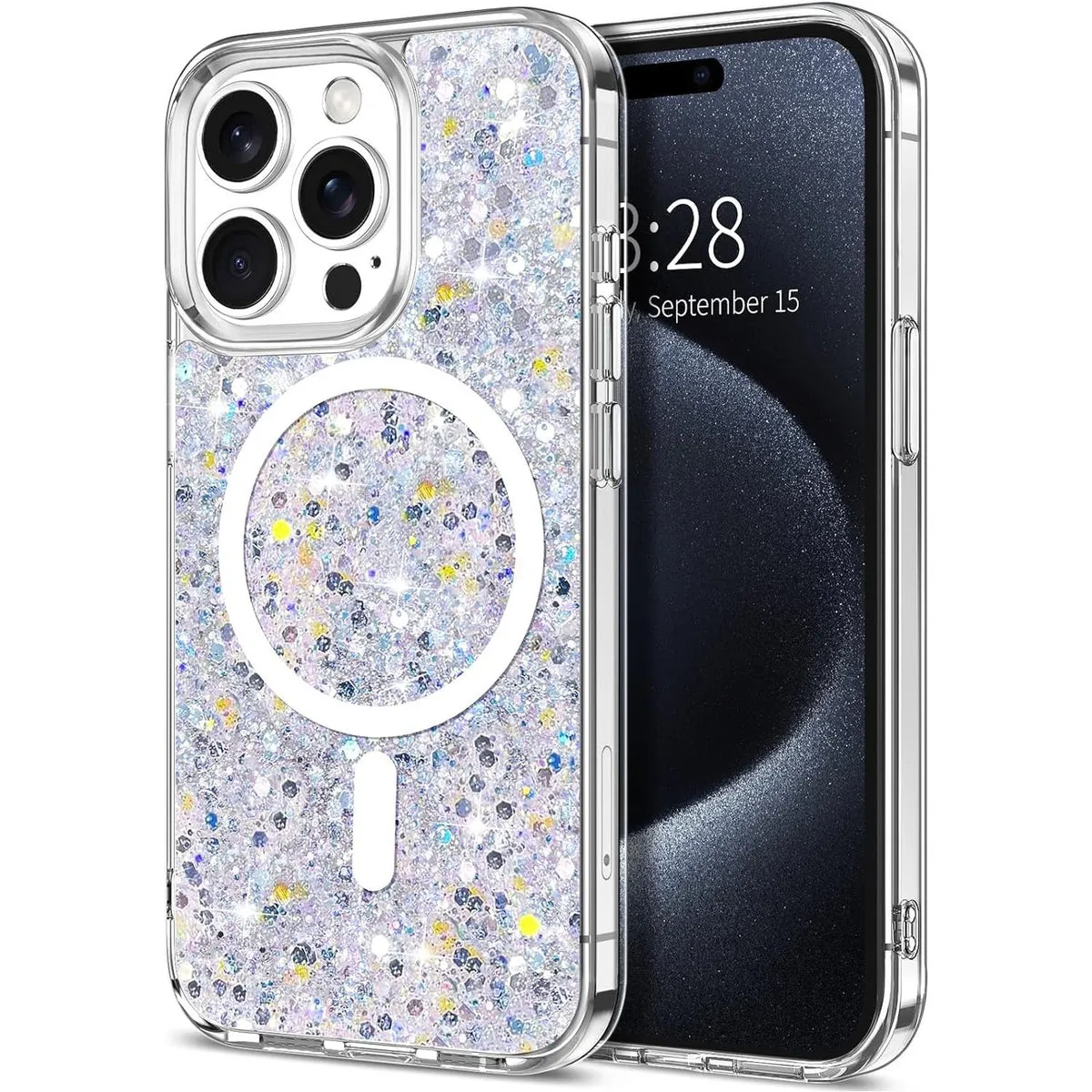 Entronix Apple iPhone 15 Pro/14 Pro [Magnetic-Compatible] Case - Glitter Flakes,