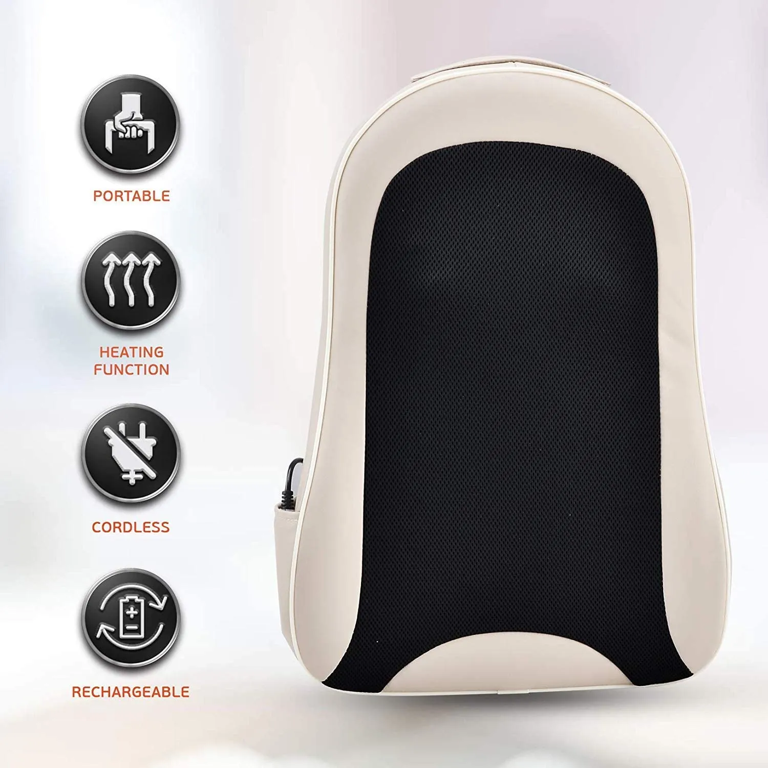 Ergonomic Cordless Cushioned Back Massager with Heat