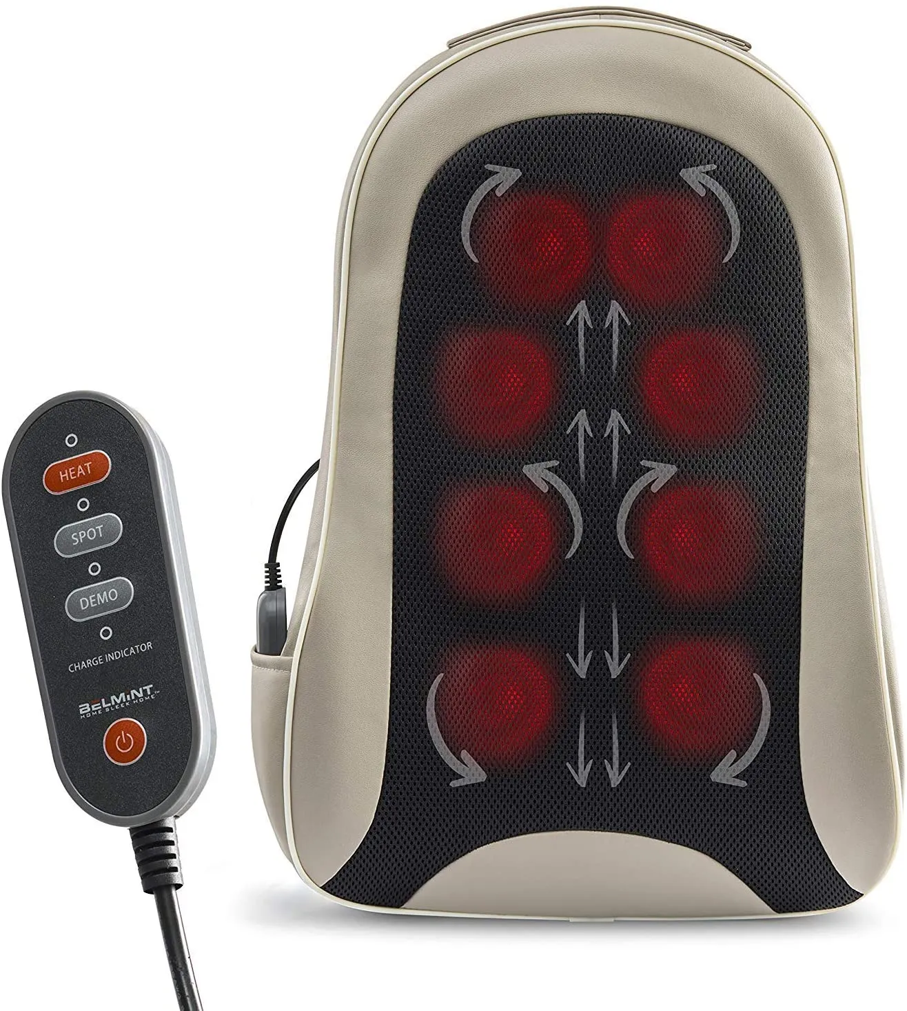 Ergonomic Cordless Cushioned Back Massager with Heat