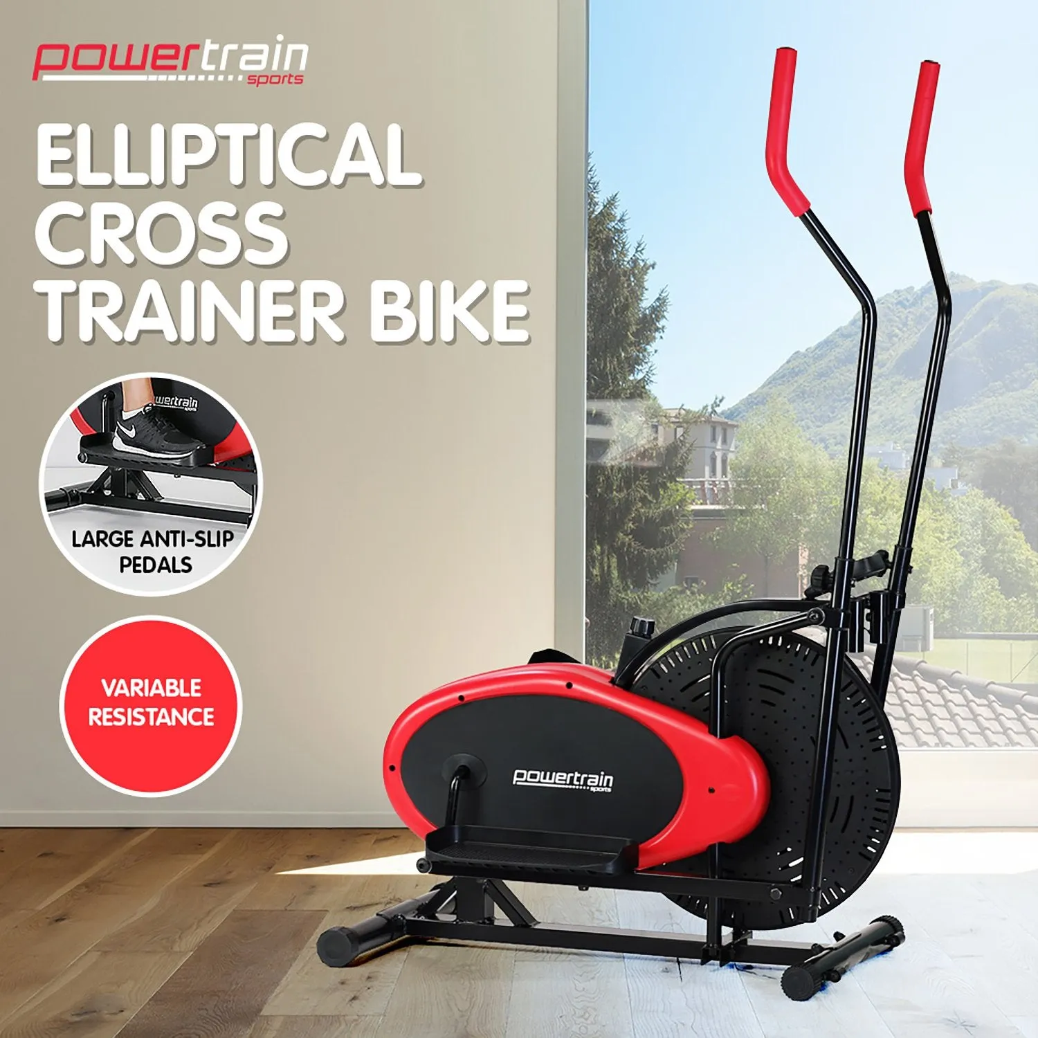 Ergonomic Elliptical Cross Trainer Bike, Reversible – PowerTrain