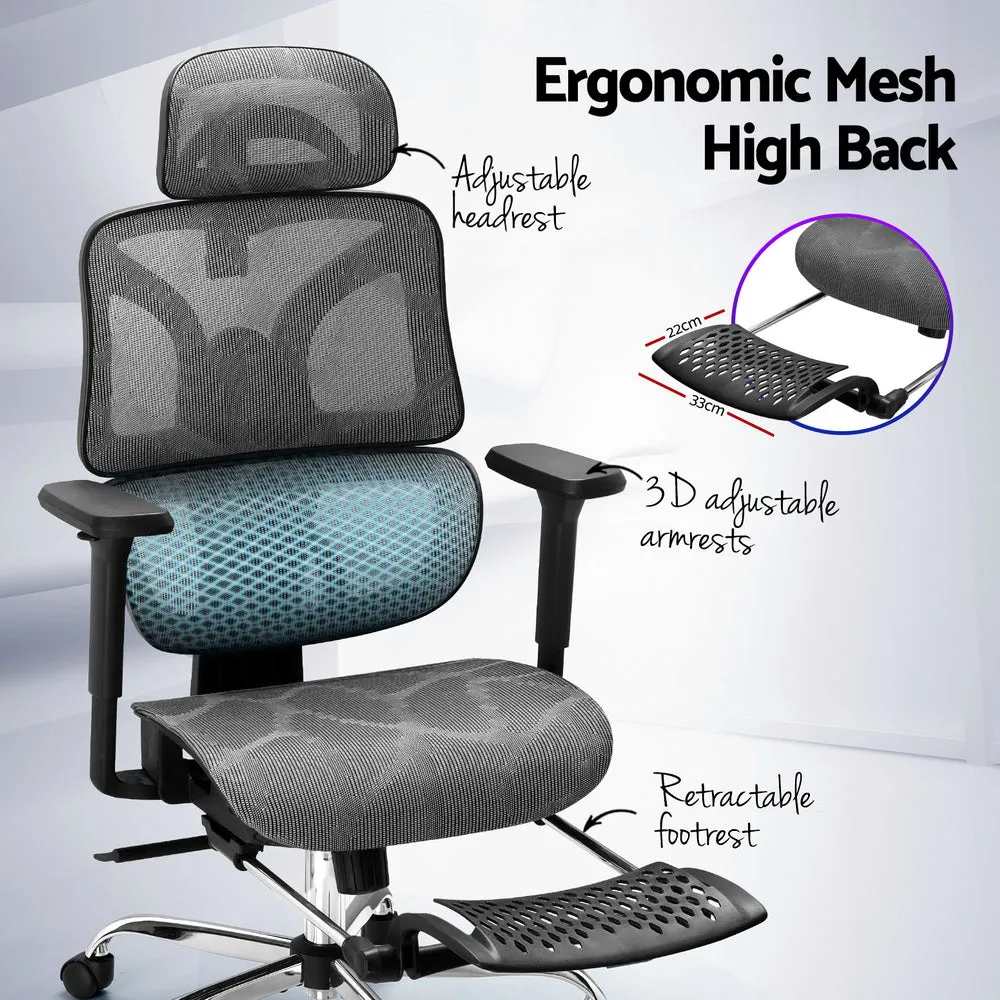 Ergonomic High Back Office Chair with Footrest & Mesh - Artiss