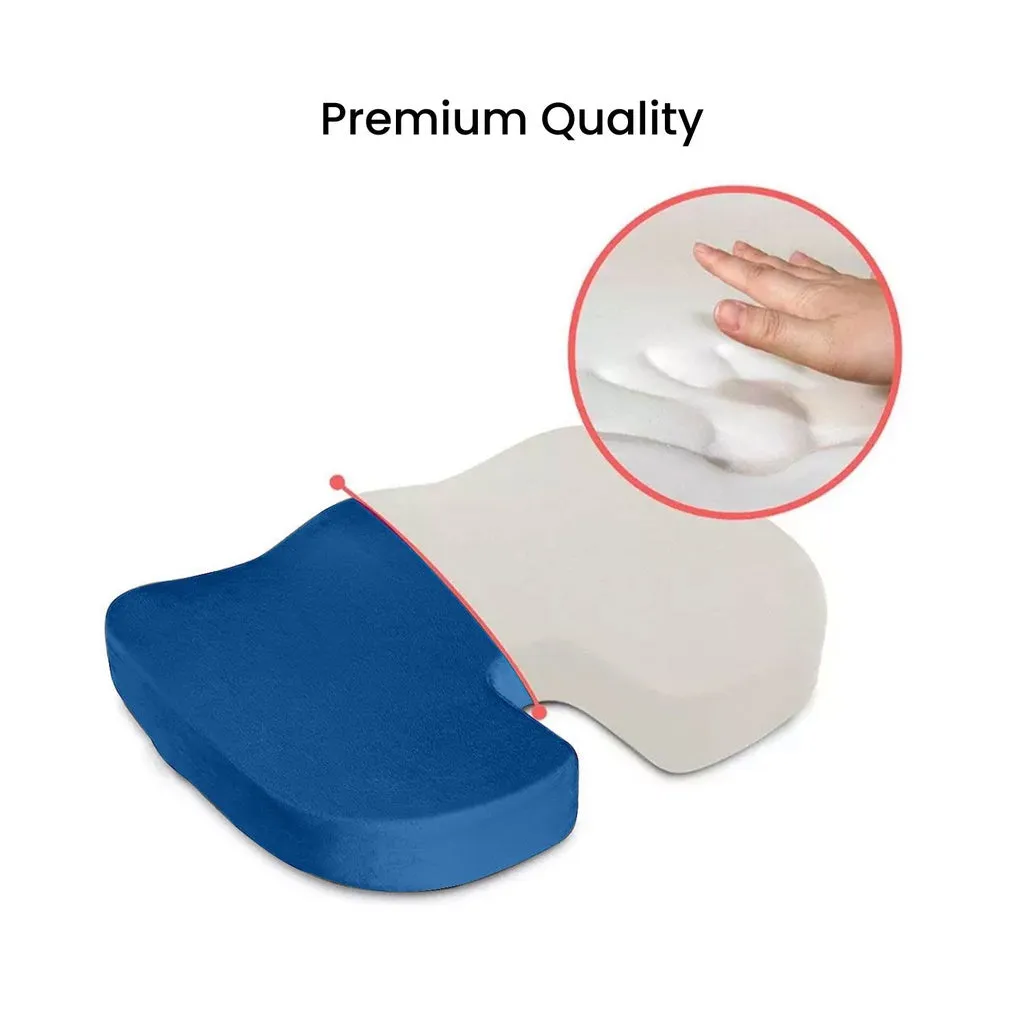 Ergonomic Memory Foam Seat Cushion, U Shape, Navy Blue, GOMINIMO