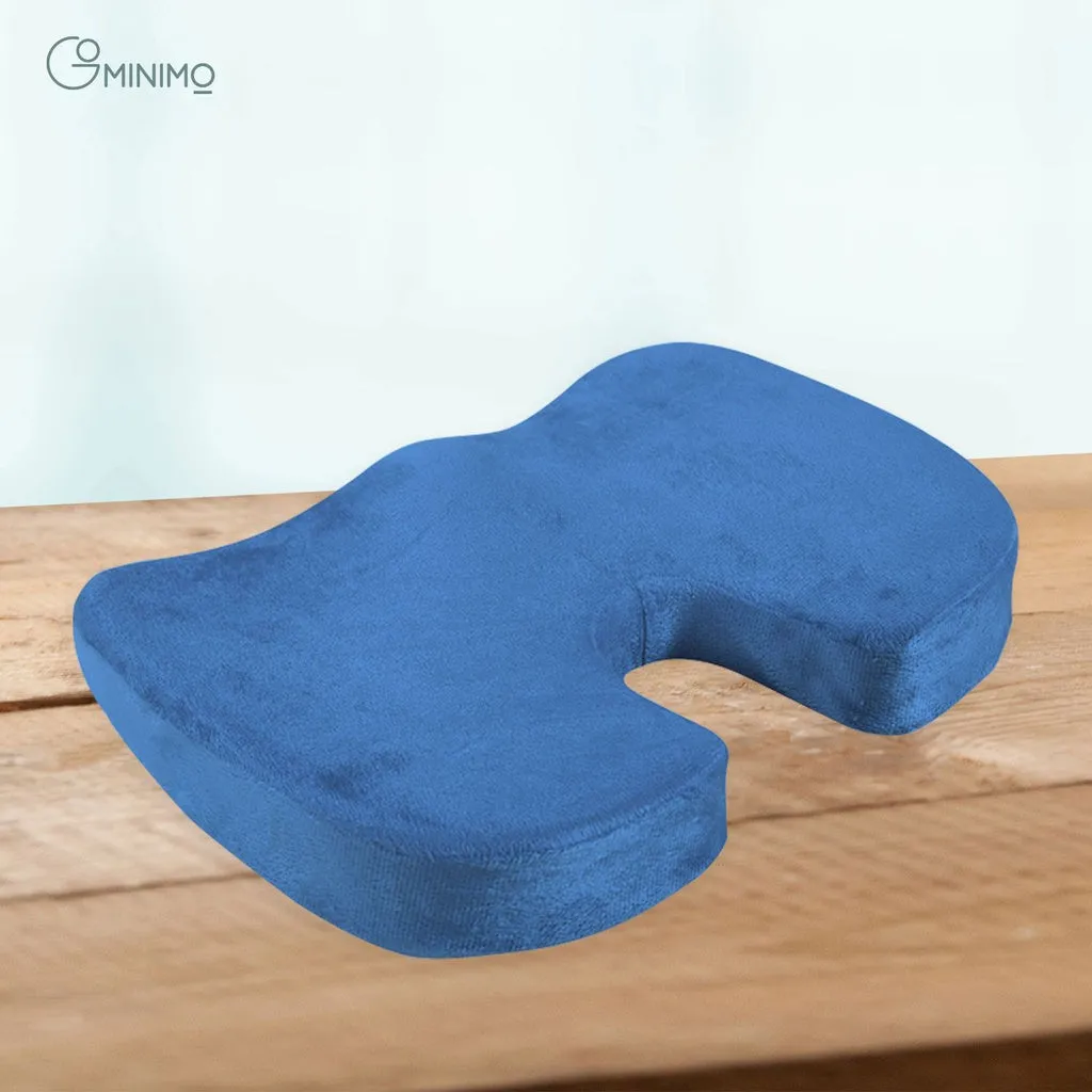 Ergonomic Memory Foam Seat Cushion, U Shape, Navy Blue, GOMINIMO