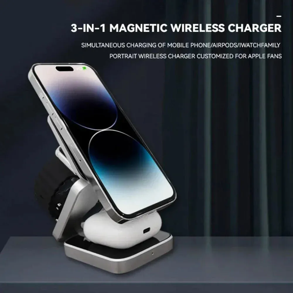 Foldable 3 in 1 Wireless Charging Phone Stand