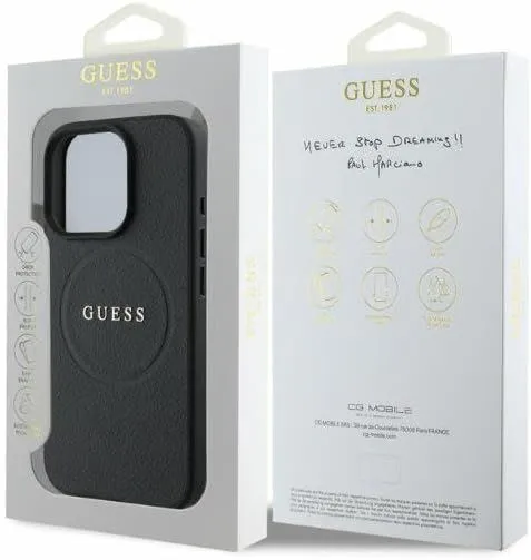 Guess PU Grained Classic Logo Case with MagSafe for iphone 16 Pro 6.3" Black - GHUMP16LPGHSMMK