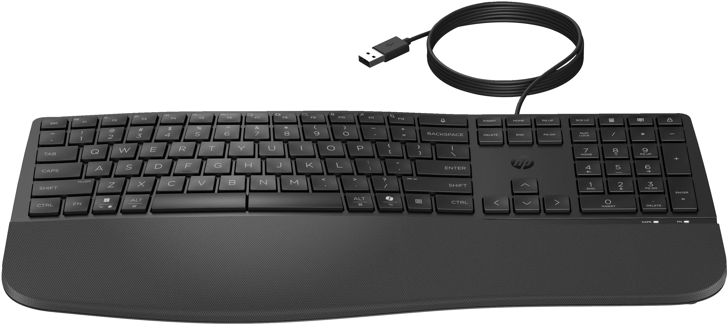 Hp 485 Comfort - Keyboard - Multi Device, 23 Programmable Keys, 3-Zone Layout - Full Size - Usb - Qwerty - Uk - Black