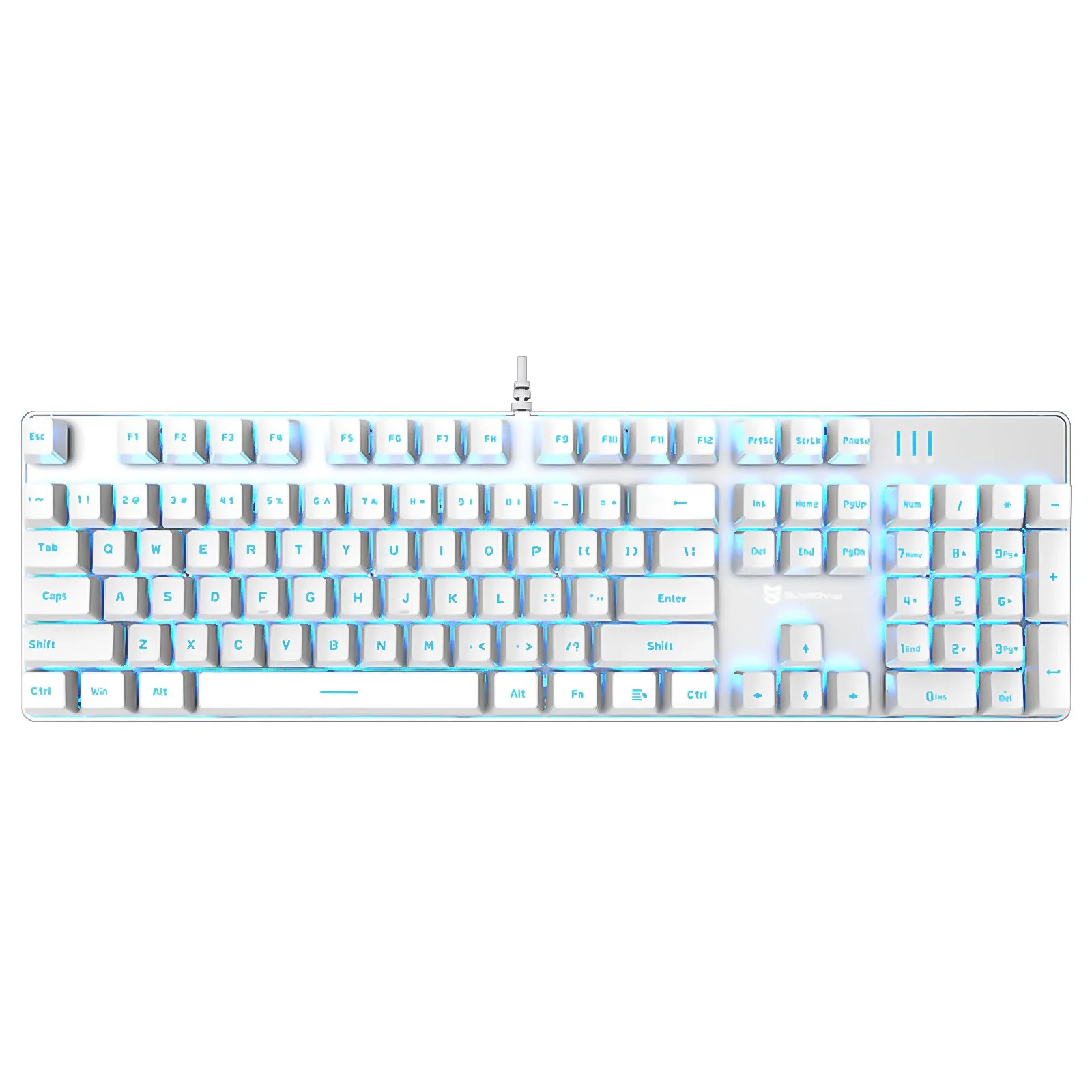 J9-Series Wired 104-Key Anti-Ghosting Blue Switch Mechanical Gaming Keyboard with Blue LED Backlit