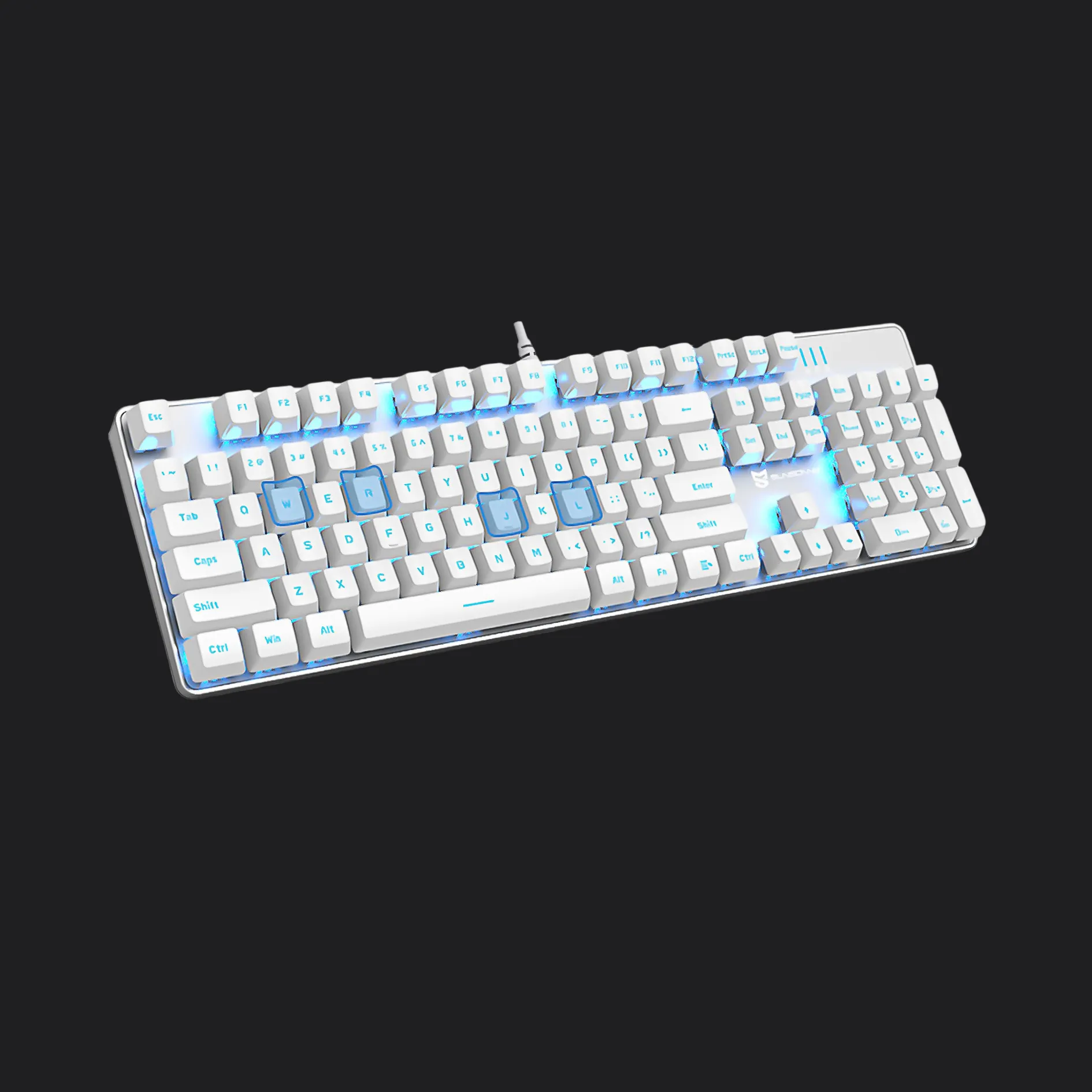 J9-Series Wired 104-Key Anti-Ghosting Blue Switch Mechanical Gaming Keyboard with Blue LED Backlit