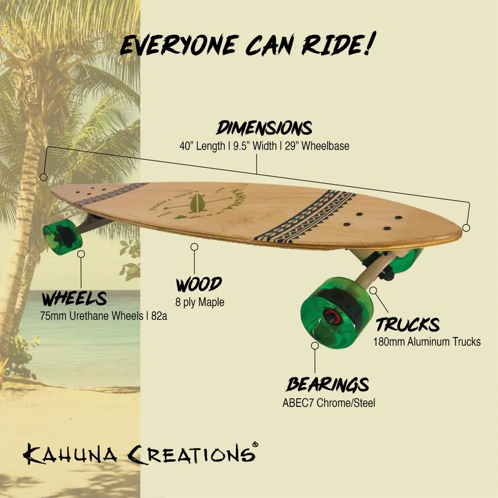 Kahuna Creations Leaf 40" Pintail Longboard | Land Paddle Bundle