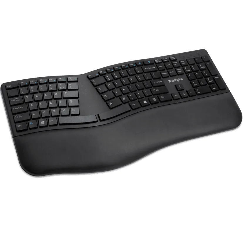 Kensington Dual Comfort Keyboard Split Keys Ergonomic Bluetooth|USB Wrist Rest