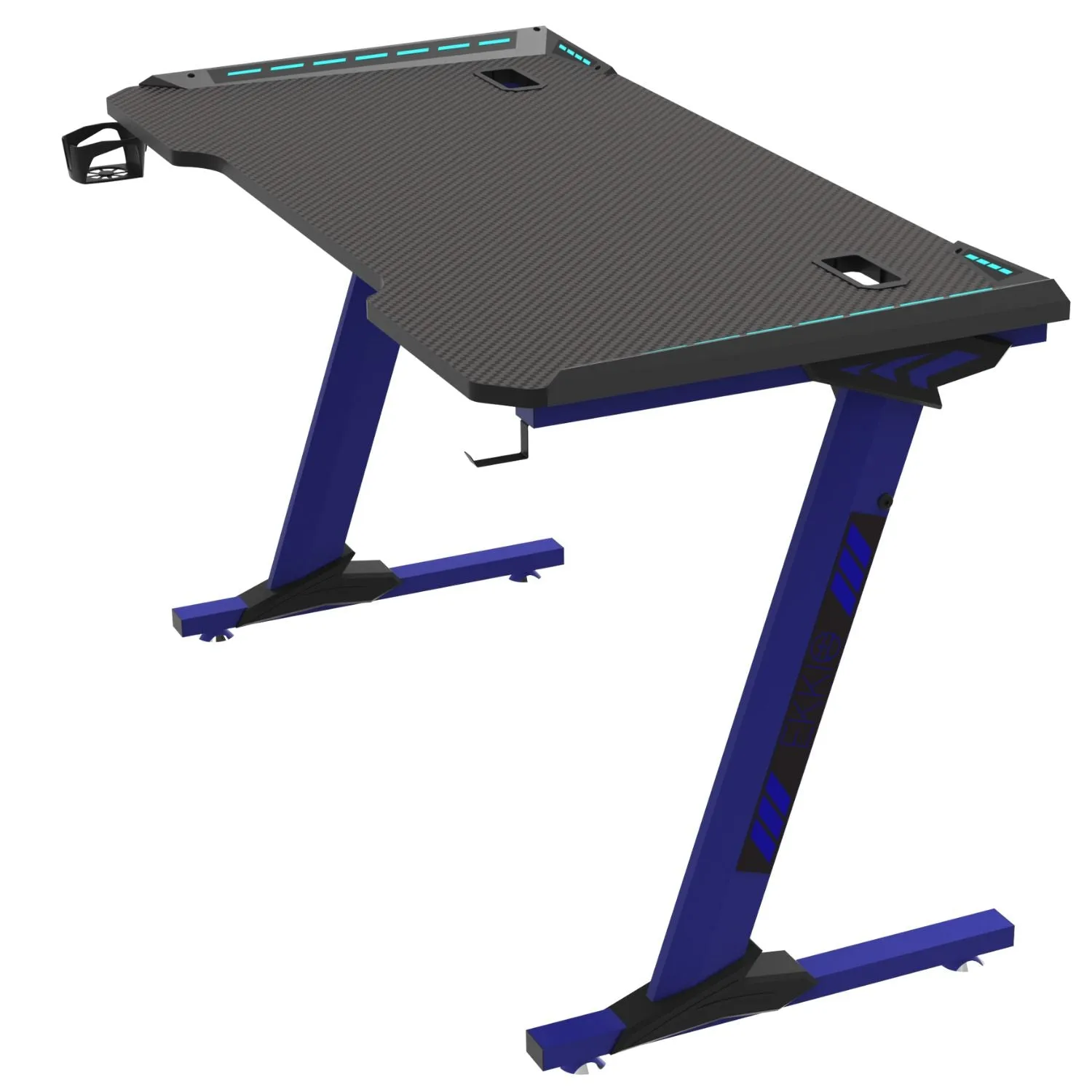 Large RGB Gaming Desk, Carbon Fiber, 140cm, Ergonomic, EKKIO