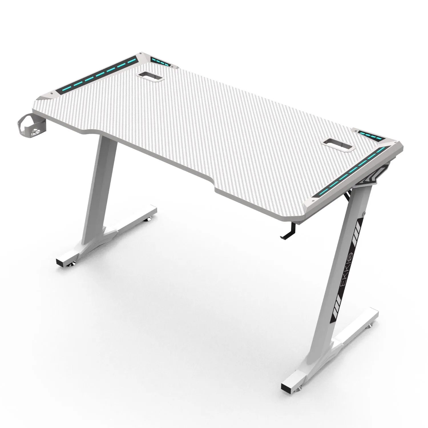 Large RGB Gaming Desk, Carbon Fiber, 140cm Z Shape - EKKIO