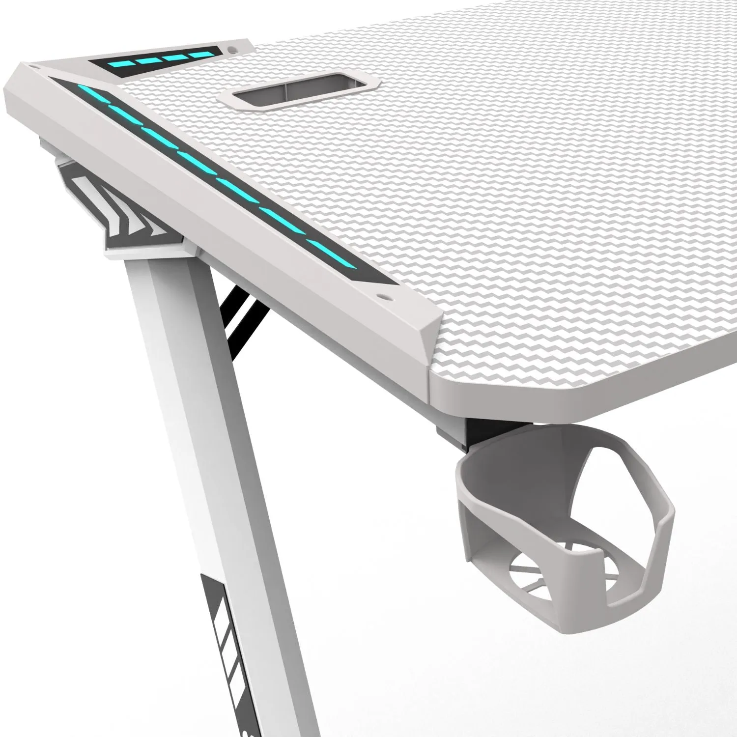 Large RGB Gaming Desk, Carbon Fiber, 140cm Z Shape - EKKIO