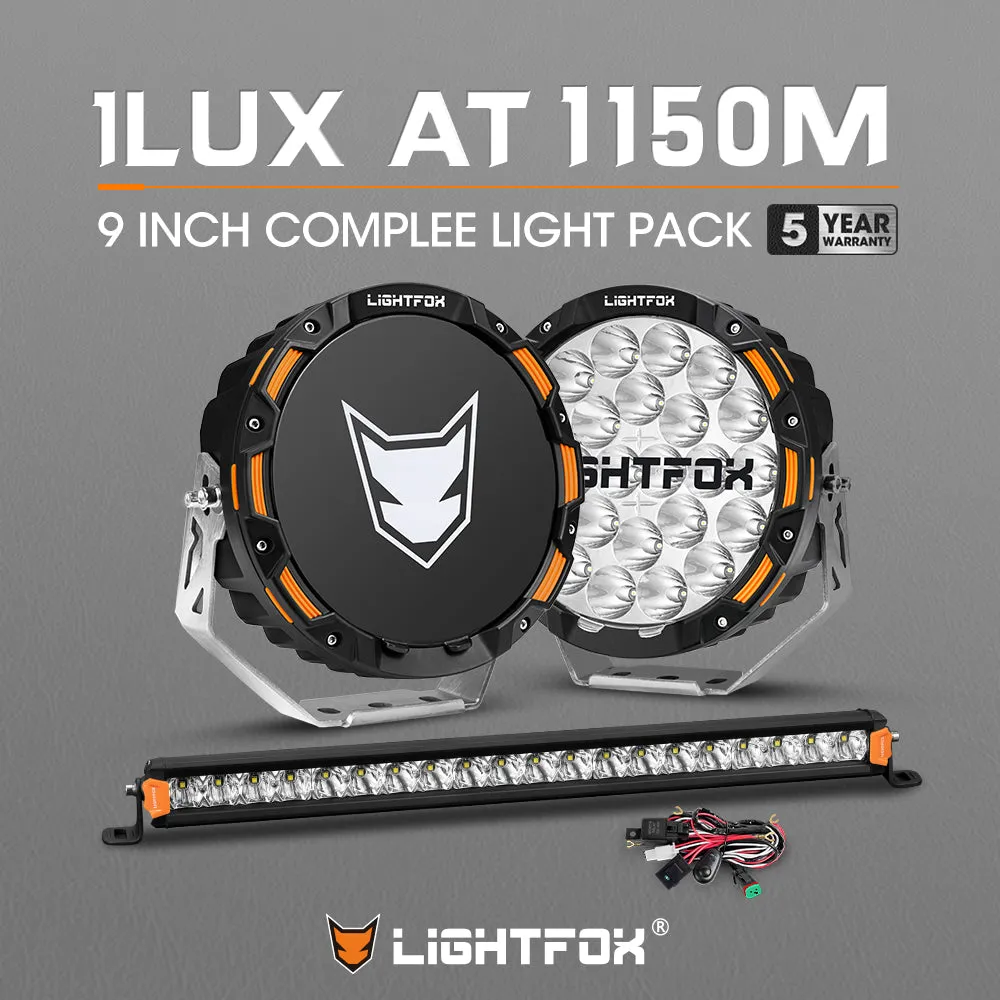 LIGHTFOX OSRAM 9inch LED Driving Lights   20 inch Single Row LED Light Bar   Wiring Kit