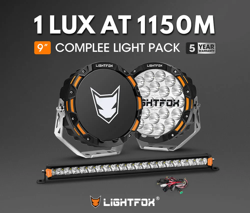 LIGHTFOX OSRAM 9inch LED Driving Lights   20 inch Single Row LED Light Bar   Wiring Kit