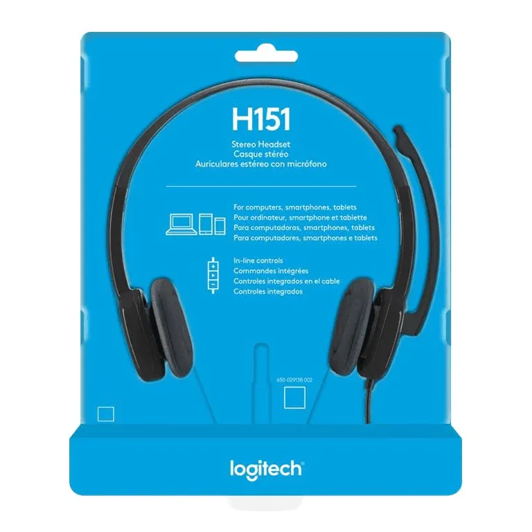 Logitech H151 Stereo Headset Headphones Microphone 3.5mm Jack Black