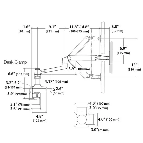 LX Dual Side-by-Side Monitor Arm