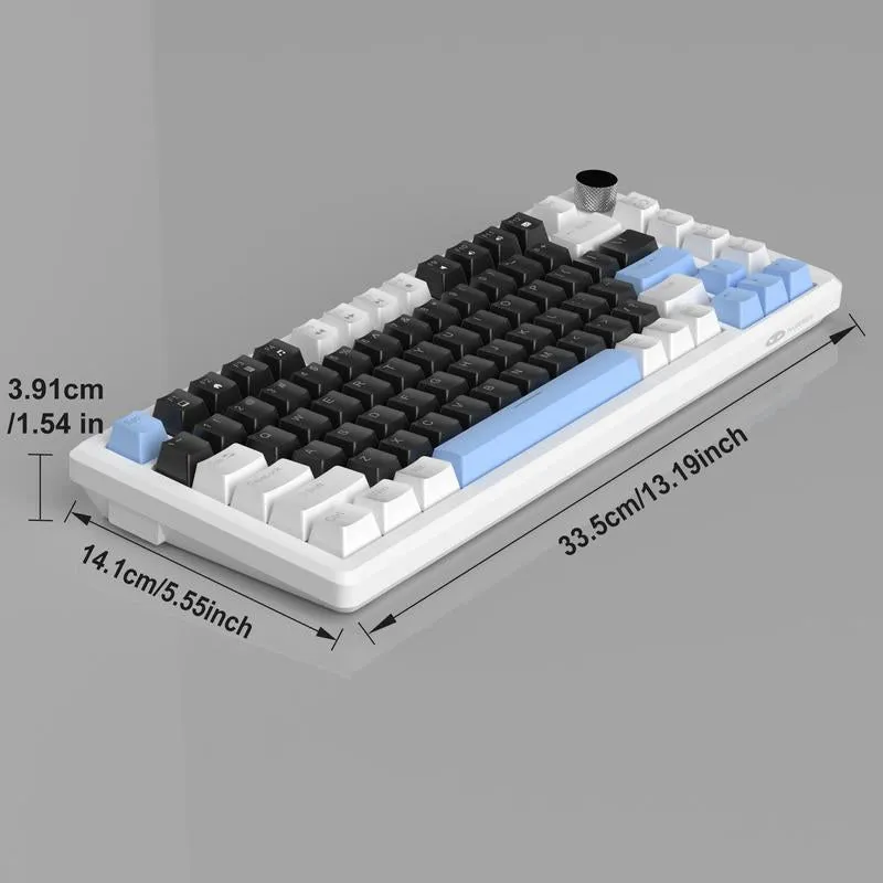 Magegee MK-STAR75 Mechanical Gaming Keyboard with Knob Control, Blue Backlit Wired Gaming Keyboard, EVA Silent Portable Keyboard for PC Computers, Thocky Keyboard, Ambiance Keyboard