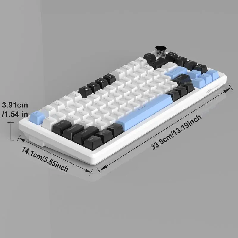 Magegee MK-STAR75 Mechanical Gaming Keyboard with Knob Control, Blue Backlit Wired Gaming Keyboard, EVA Silent Portable Keyboard for PC Computers, Thocky Keyboard, Ambiance Keyboard